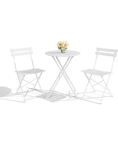gaomon 3 Piece Patio Bistro Sets, 2 Folding Chairs, Compact Conversation Set for Porch, Balcony, Garden