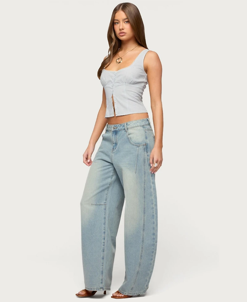 Edikted Women's Katiya Pinstripe Button Up Top