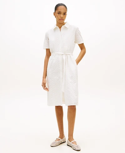 Tommy Hilfiger Broderie Knee-Length Short-Sleeve Shirt Dress