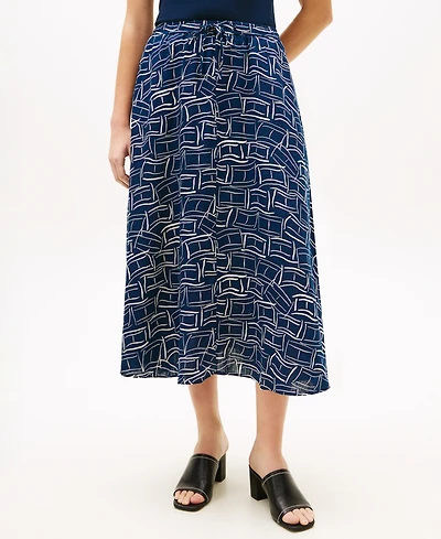 Tommy Hilfiger Women's Essential Linen Flare Midi Skirt