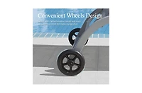 Chaise Lounge Outdoor Set of 2,Woven Stackable Gray Aluminum Frame Stationary Chaise Lounge Chair with Blue Woven Seat