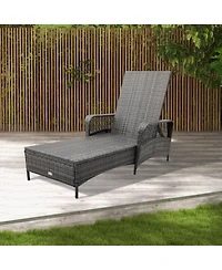 Gymax Outdoor Chaise Lounge Chair Patio Recliner w/ 6-Level Backrest Cushion & Pillow