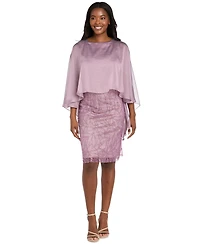 R & M Richards Women's Glitter Boat Neck Cocktail Dress