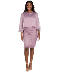 R M Richards Womens Glitter Boat Neck Cocktail Dress