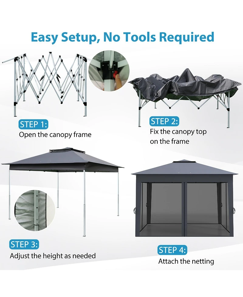 Mecale 11x11 ft Pop-Up Gazebo with Mesh Netting & Double Roof