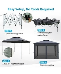 Mecale 11x11 ft Pop-Up Gazebo with Mesh Netting & Double Roof