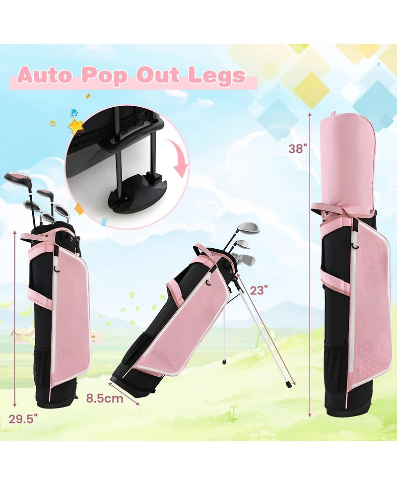 Mecale Junior Complete Golf Club Set with Stand Bag & Rain Hood