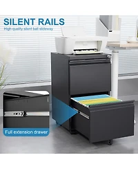 Rainsken 2 Drawer Mobile File Cabinet, Under Desk Filing Cabinet on Wheels