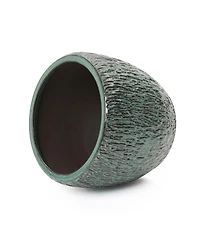 LuxenHome 11.8-Inch Tall Round Ceramic Planter, Bark Texture with Glossy Glaze