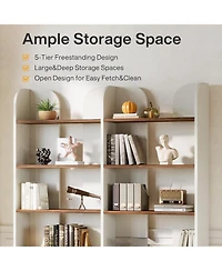 Tribesigns 5-Tier Farmhouse Bookshelf, 70.87-Inch Tall Double Wide Bookcase