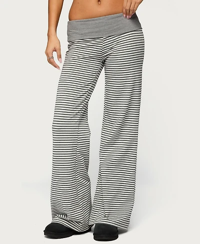 Edikted Womens Meggy Striped Fold Over Pants