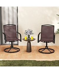 Gymax Patio Swivel Chairs Set of 4 w/ High Back & Round Metal Base for Backyard