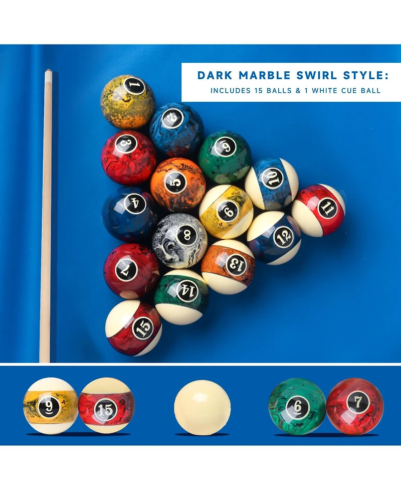 Gse Games & Sports Expert 2 1/4-Inch Marble Swirl Professional Regulation Billiards Pool Balls Set, Standard 16 Set