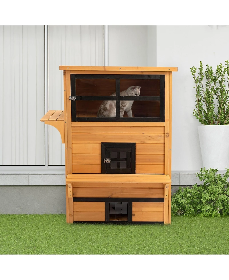 Aostirmotor 3-Tier Outdoor Feral Cat House with Escape Door & Asphalt Roof