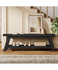 Tribesigns 55" Wood Entryway Bench with Shoe Storage