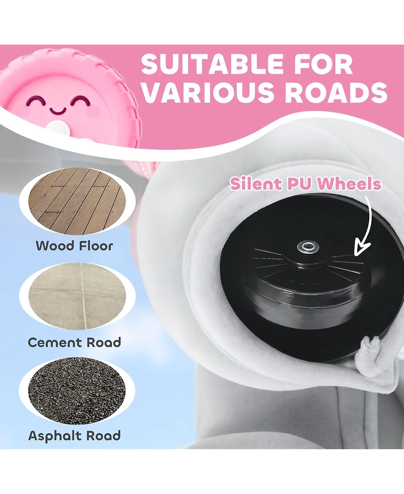 Qaba 6V Ride on Horse, Kids Ride on Toy Elephant with Music, Forward