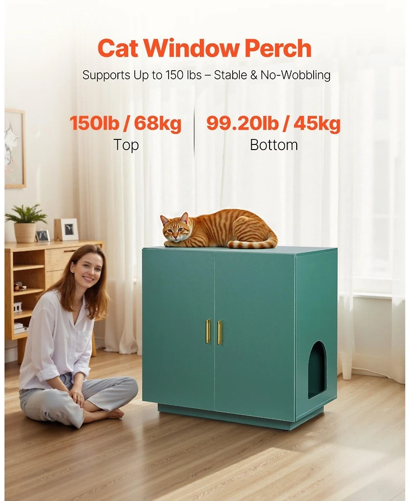 Aostirmotor 31.5" Hidden Litter Box Cabinet with Ventilated Doors