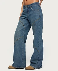Edikted Women's Charla Stud Low Rise Baggy Jeans