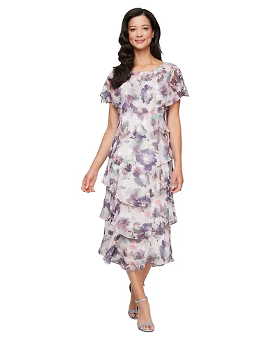 Sl Fashions Women's Capelet-Sleeve Midi Dress