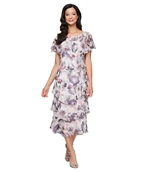 Sl Fashions Women's Capelet-Sleeve Midi Dress