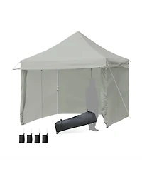 Mecale 10x10 ft Pop-Up Gazebo with 4 Adjustable Heights & Folding Awning