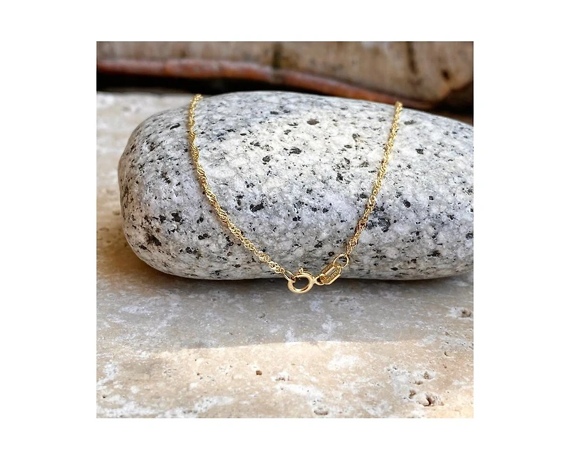 Curata Jewelry Solid 10k Gold 10 Inch 1.5mm Sparkle-Cut Singapore Chain Anklet