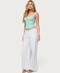 Edikted Womens Marcella Wide Strap Mesh Corset