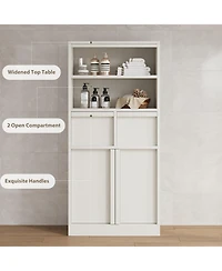 gaomon Tall Freestanding Bathroom Cabinet, 51" H, Doors & 2 Drawers, Organizer for Bathroom, Living Room, Kitchen & Pantry, White