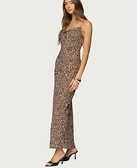 Edikted Women's Ayanah Leopard Printed Backless Maxi Dress
