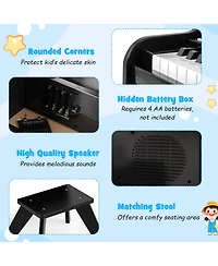 Mecale 25-Key Kids Piano Keyboard with Stool, Mini Digital Wooden Toy, Adjustable Speed & Volume