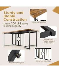 Sugift 71 Inch Large Dining Table for 6-8 People Rectangular Wood Kitchen Table-Rustic