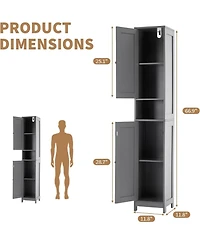 gaomon Tall Narrow Bathroom Cabinet, 66.9", Freestanding Water-Resistant Storage, 2 Doors, Small Space Organizer