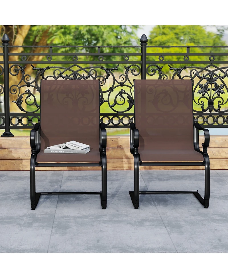 Gymax Patio Dining Chairs Set of 4 C-Spring Motion Patio Chairs w/ Metal Frame