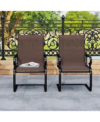 Gymax Patio Dining Chairs Set of 4 C-Spring Motion Patio Chairs w/ Metal Frame
