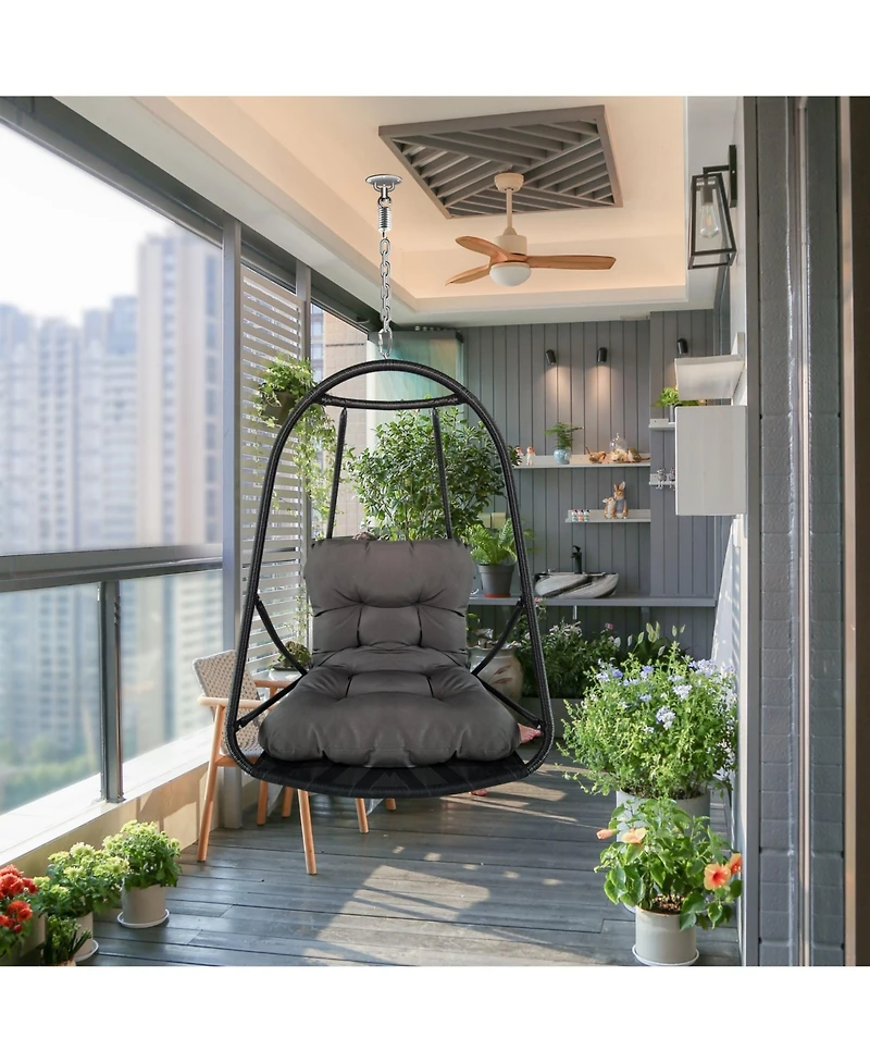 Clihome Wicker Rattan Swing Egg Chair without Stand