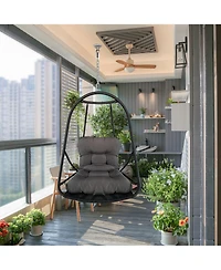 Clihome Wicker Rattan Swing Egg Chair without Stand