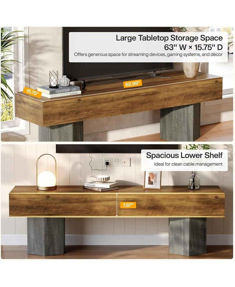 Tribesigns 63" Tv Stands for TVs up to 55''/65''/70'', Modern Low Media Entertainment Center for Living Room