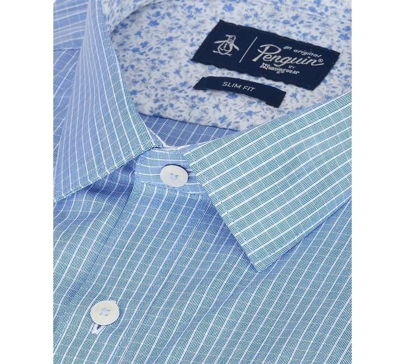 Pengiun Men's Slim-Fit Checks Dress Shirt