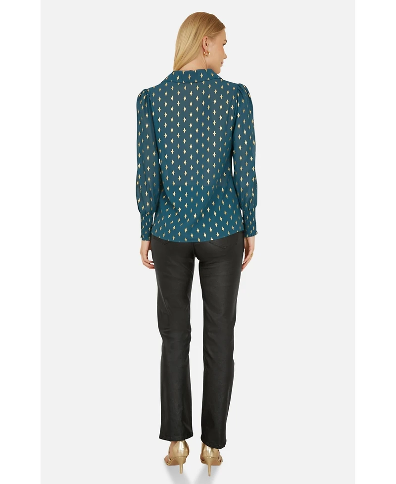 Yumi Women's Diamond Foil Print Blouse