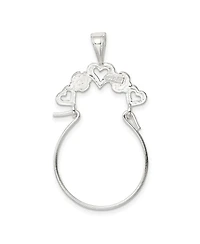 Curata Jewelry 925 Sterling Silver Solid Polished 5 Love Heart Charm holder Ring Holder Pendant Necklace