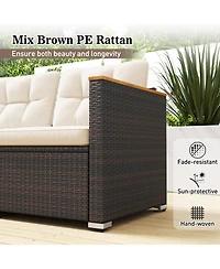 Gymax 3-Seat Patio Couch Sofa Pe Rattan Wicker Loveseat Furniture Set Outdoor