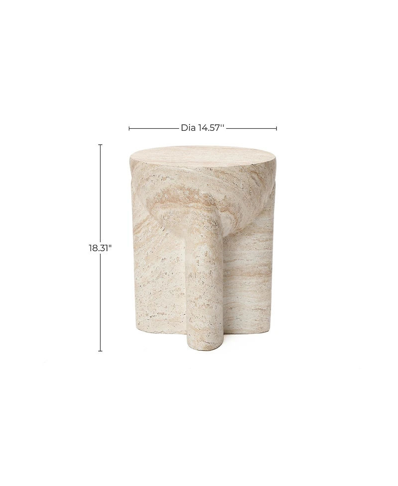 LuxenHome 18.3" Marbled Round End Table for Outside, Garden Accent Table, Outdoor Side Tables for Patio