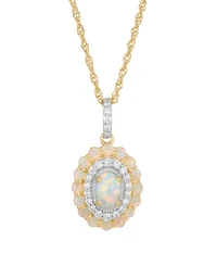Macy's Created Opal (7/12 ct. t.w.) & Created White Sapphire (1/4 ct. t.w.) Pendant Necklace in 14k Yellow Gold-Plated Sterling Silver