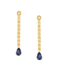 Macy's Created Sapphire (9/10 ct. t.w.) & White Sapphire (1/20 ct. t.w.) Drop Earrings in 14k Yellow Gold-Plated Sterling Silver