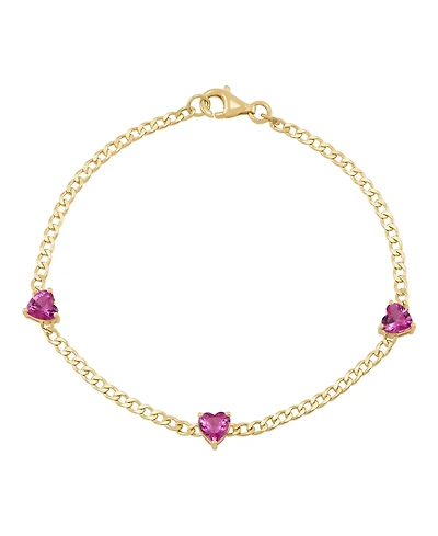 Macy's Created Pink Sapphire Station Bracelet (1-3/4 ct. t.w.) in 14k Yellow Gold-Plated Sterling Silver