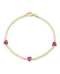 Macy's Created Pink Sapphire Station Bracelet (1-3/4 ct. t.w.) in 14k Yellow Gold-Plated Sterling Silver