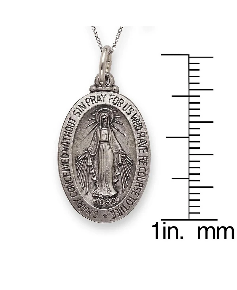Curata Jewelry 925 Sterling Silver Solid Reversible Oxidized 18 Inch Antiqued Miraculous Medal Necklace 28x15mm Pendant Necklace