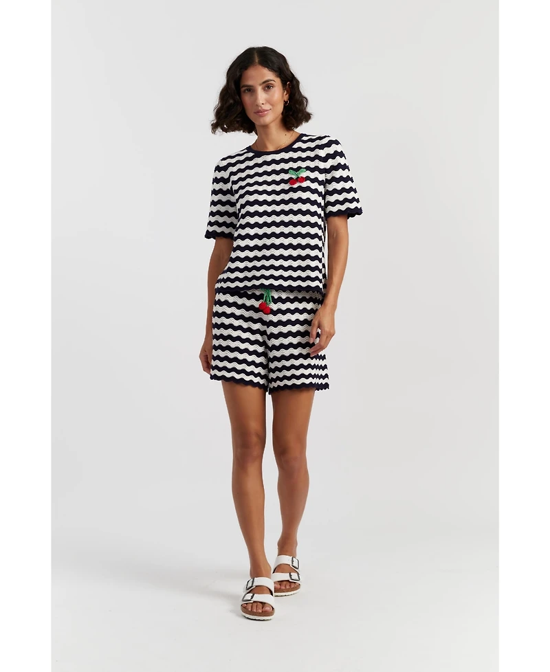 Chinti & Parker Women's Cherry Crochet Tee