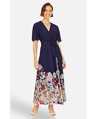 Yumi Women's Mesh Wrap Midi Dress