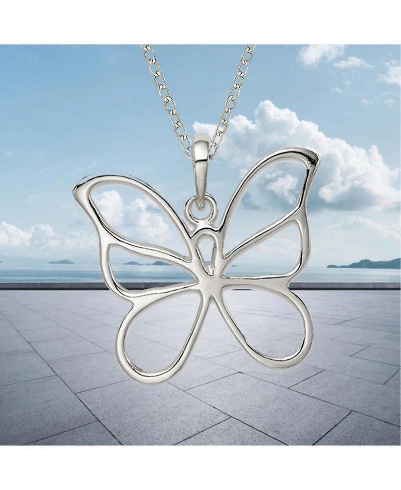 Curata Jewelry 925 Sterling Silver 18 Inch Polished Open Butterfly Angel Wings Necklace 26x23mm Pendant Necklace